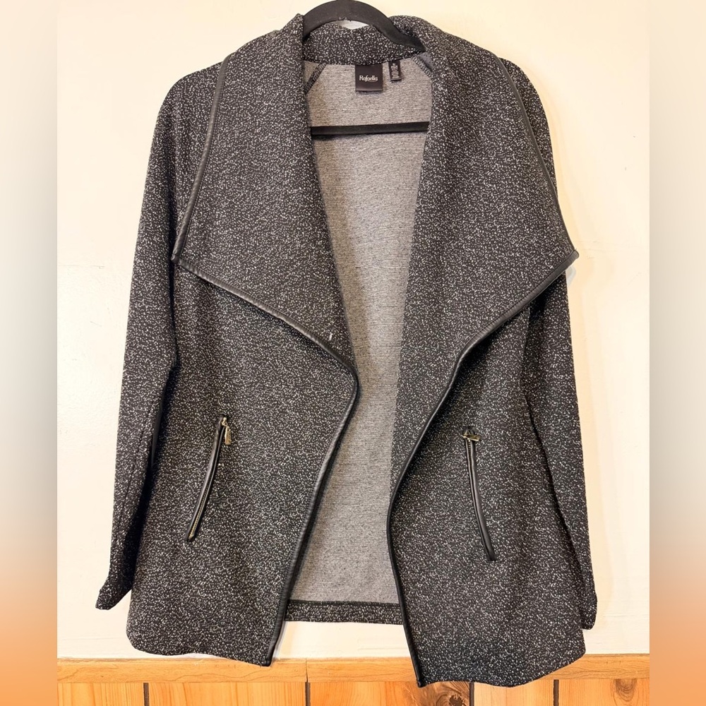 Rafaella Black and Gray Open Front Blazer